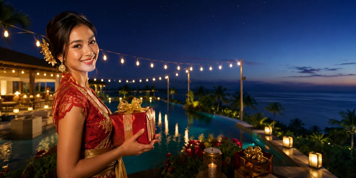 Pemain menikmati bonus cashback di tepi pantai dengan suasana cerah dan rileks