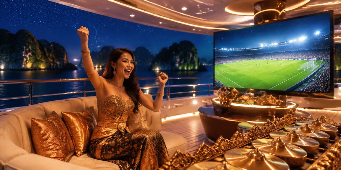 Model Vietnam sedang menelusuri pilihan permainan casino online dengan tampilan modern dan berwarna